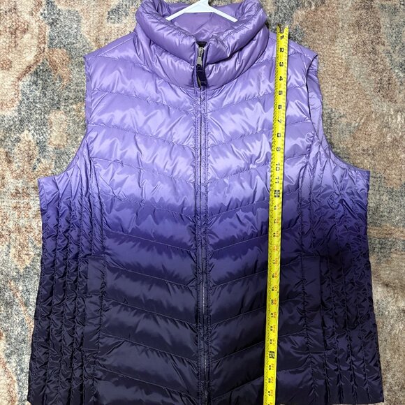 Talbots Women's Plus Full-Zip Purple Ombre Quilted Down Puffer Vest 2X Pockets - Picture 9 of 10